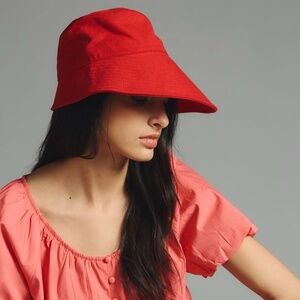 NWT Anthropologie Asymmetrical Red Bucket Hat